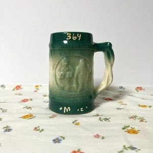 Vintage Green Ceramic Budweiser Beer Mug Stein